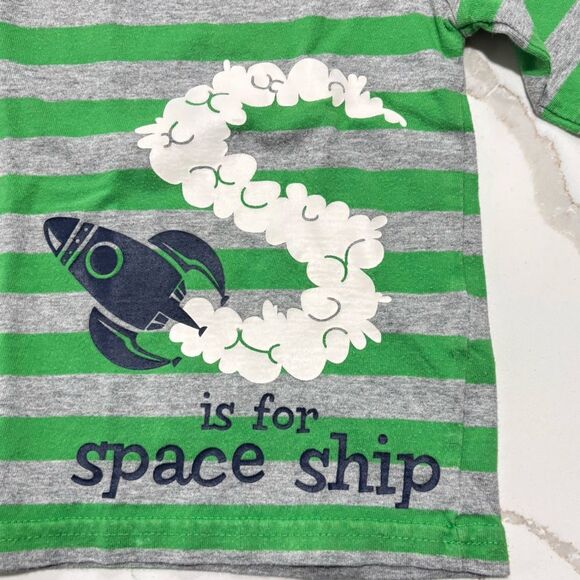 CIRCO | Boys Striped Long-Sleeve Green Grey Space T SHIRT Toddler 3T - Picture 6 of 11